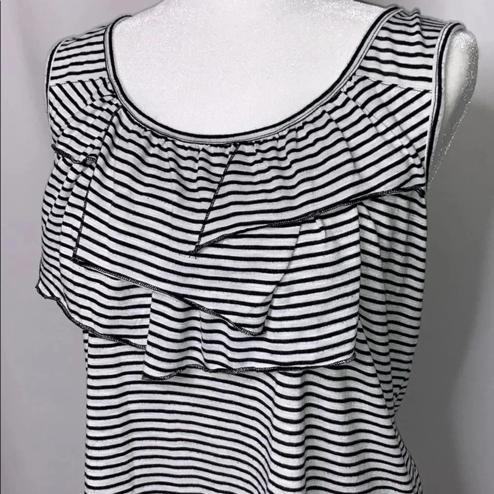 French Laundry Stripe Woman Ruffled Tank